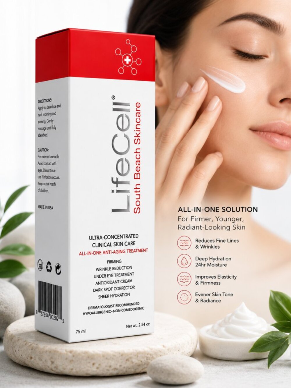 LifeCell South Beach Skincare All-In-One Anti-Aging Treatment 2.54 oz / 75ml |